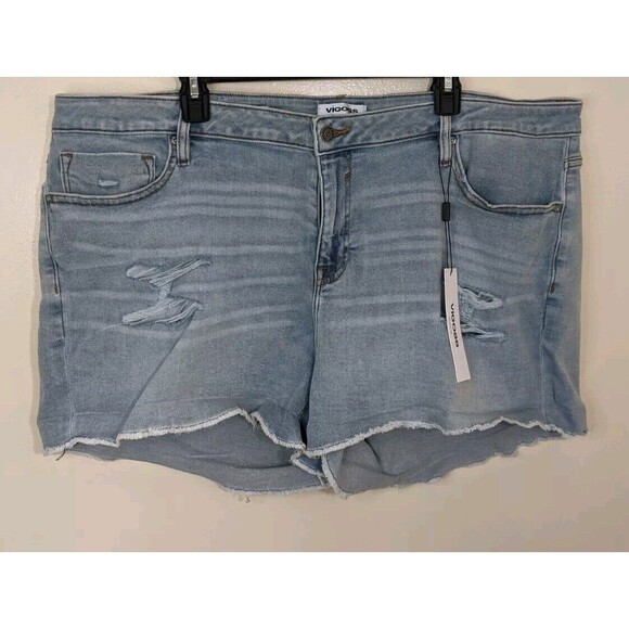 Vigoss Marley Jean Short Mid Rise Distressed Light Wash Size 24W - Picture 3 of 10